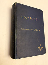 Vintage 1928 The Holy Bible W/ Masonic Helps Saint Johns Lodge No. 22 F&AM picture