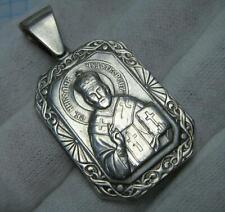 925 Sterling Silver Icon Medal Pendant Saint NICHOLAS WONDERWORKER Ukraine 273 picture