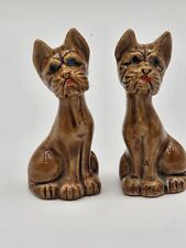 Pair Vintage Japanese Cat Figurines Hand Painted Dog Like Features On Head 3