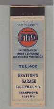 Matchbook Cover - Gas Station - Bratton's Garage Gulf Stottville, NY picture