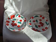 Pair of Pottery Barn enamel plates, Cherries, 8