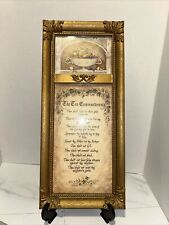 Vtg. Beautifully Decorated Gold Framed Grannycore Ten Commandments Picture picture