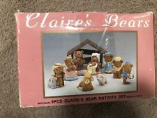 Vintage Claire's Bears 9 pc Christmas Nativity Set with Original Box SEALED read picture