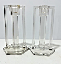 Rare Antique Westmoreland Candle Taper Holders Single Clear Glass Art Deco  6.5