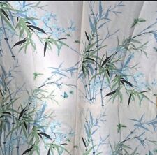 Vintage Cohama Fabric Blue Barkcloth Panel Katydid Butterflies Bamboo 2 Yards picture