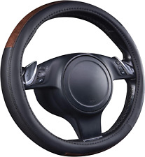 Wood Grain Microfiber Leather Steering Wheel Cover, Universal Fit for 14 1/2-15  picture