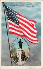 PATRIOTIC POSTCARD: OUR COUNTRY U.S.A. FLAG - LAFAYETTE STATUE picture