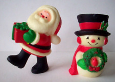Lot of 2 Hallmark Merry Minatures Snowman Santa Claus vintage Christmas figurine picture