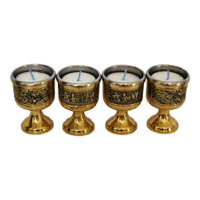Vintage Dragon Asian Brass Candle Votive Holders with Candles Set of 4 picture