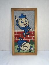 Vintage Humpty Sumptuous Gravel Art Cut Kitschy Framed Picture  picture
