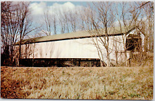 Putnam County Indiana Black Covered Bridge Big Walnut Creek USA Vintage Postcard picture
