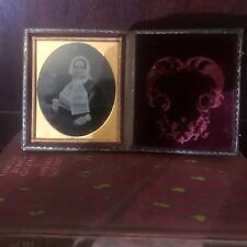 Antique 📕  Cased Daguerreotype Photograph Late 1800’s Brass Inlaid Framework picture