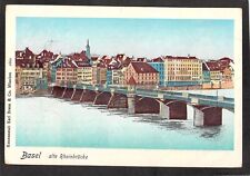 D1139 Switzerland Basel Rheinbrucke Bridge PU undivded vintage postcard picture