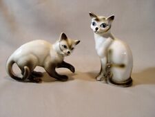 2 Vintage 1950s Siamese Ceramic Cat Figurines picture