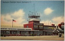 Municipal Airport Tower Terminal Burlington Vermont Postcard picture