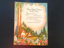 Vintage UNSIGNED 1920's Birthday Card Quaint Cottage in the Woods C283 picture