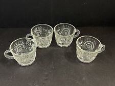 Vintage L.E. Smith Star Slewed Horseshoe Pattern Bottom Punch Bowl CUPS Set Of 4 picture