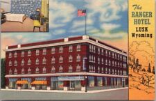 LUSK, Wyoming Postcard THE RANGER HOTEL Street View / Highway 20 Roadside Linen picture