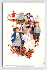 1911 Postcard Rally Day In Our School F. M. Braselmann Children In Fall Leaves picture