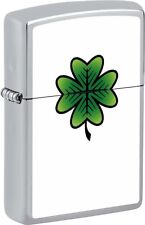 Zippo 08309 Four Leaf Clover High Polish Chrome Double Sided Lighter picture