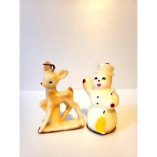 GURLEY NOVELTY VINTAGE SNOWMAN AND RUDOLPH THE RED NOSED REINDEER CANDLES SET OF picture