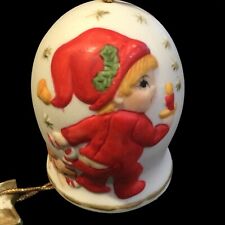 Vintage Jasco 1980 Christmas Tree Porcelain Bell Ornament Holiday Decor picture