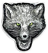 Wolf Head Black Enameled Belt Buckle picture