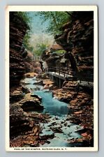 Watkins Glen NY-New York, Pool Of The Nymphs, Cliffs, Walkway Vintage Postcard picture