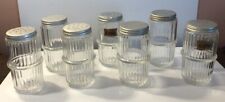 Old 7 Hoosier Cabinet Spice Jars Ribbed Glass Aluminum Lids For Carousel Lot C27 picture
