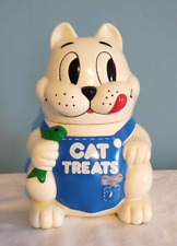 Vintage Fun-Damental Plastic White Whimsical Cat Treats Hinged Jar 1992  NO MEOW picture