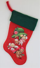 Vintage Morehead  Inc. Classic Felt Christmas Stocking Red Green Cuff Girl Dolls picture