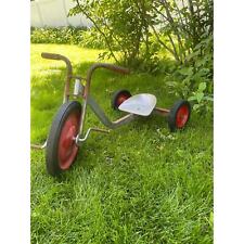 Antique Big Wheel Tricycle Garden Piece Red Wheels Decor Rustic  picture