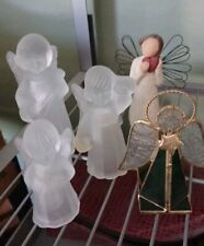 Lot Of 5 Angeles- 3 Frosted Angels, 1 Stained Glass , 1 Willow Tree Estate Find picture