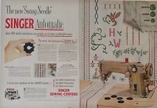 1954 vintage Singer automatic sewing machine print ad, Double page ad. picture