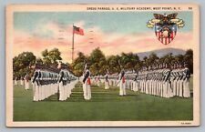 c1934 Westpoint NY Dress Parade US Military Academy Cadets Eagle Postcard Vtg D5 picture