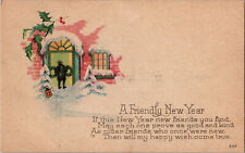 Antique New Years Christmas Holiday Postcard Retro Unposted Written 1900 Vintage picture