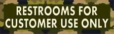 10x3 Camouflage Restrooms for Customer Use Only Sticker Vinyl Business Door Sign picture
