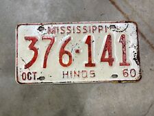 1960 Mississippi License Plate - Hinds County - original unrestored picture