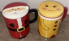 Mesa Home Santa Claus & Gingerbread Coffee Mug with Lid & Handle Set Of 2 picture