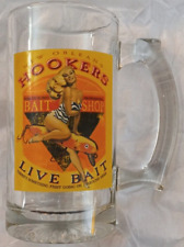 New Orleans Hooker’s Bait Shop Glass Beer Stein Mug Fishing Souvenir picture