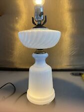 Vintage Milk Glass Lamp White Swirl Works Shabby Chic 16” 3 Way Base Lights Up picture