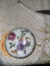 Vintage Pate de Limoges Couleuvre France Round Pink Rose & Floral Trinket Box picture