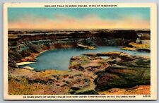 Dry Falls During Grand Coulee Dam Construction Columbia River WA Postcard picture