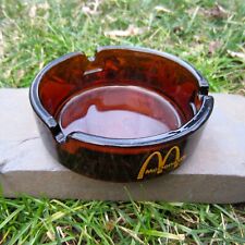 Rare Vintage 70s McDonald's Glass Ashtray Dark Amber Molasses Spiral Bottom picture
