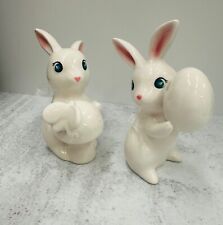 2 Spritz Ceramic Bunny Rabbits Egg Butterfly Target Easter Home Decor Figurine picture
