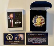 President Donald Trump. 24K Gold Overlay..2016 Commemorative Coin.. With COA* picture