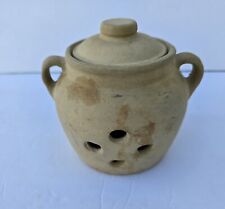 Vtg Garlic Jar Crock Keeper w/Lid Monmouth Pottery USA Stoneware Maple Leaf 1982 picture
