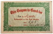 Postcard This Coupon Is Good For Two Pounds of Candy At Our Next Meeting 1911 picture