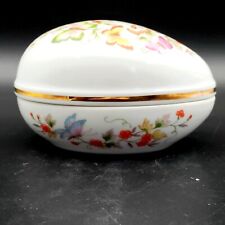 Vintage Avon Porcelain Butterfly Egg Lided Jewelry Trinket Dish 22K Gold Trim  picture