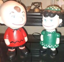 VTG PEANUTS GANG ATLANTIC MOLD CERAMIC FIGURES CHARLIE BROWN & LUCY picture